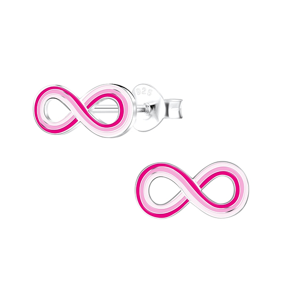 Silver Infinity Stud Earrings - Wholesale - 10365