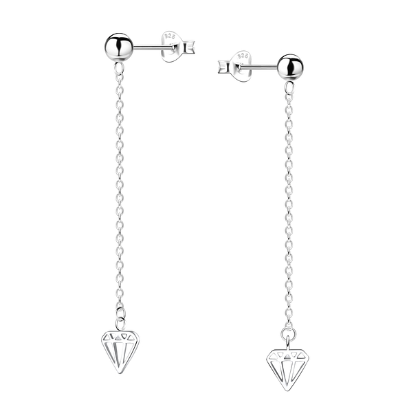 Silver Diamond Shaped Stud Earrings - Wholesale - 10253 Silver Diamond Shaped Stud Earrings - Wholesale - 10253