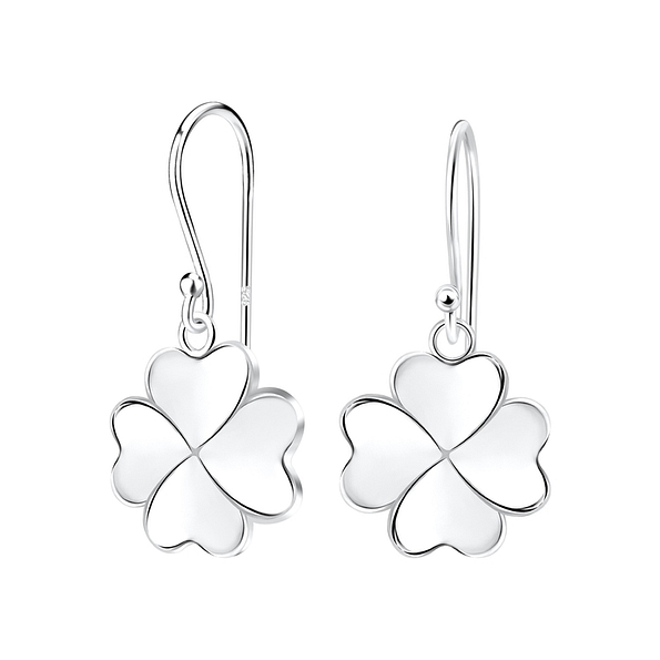 Silver Clover Earrings - Wholesale - 10689