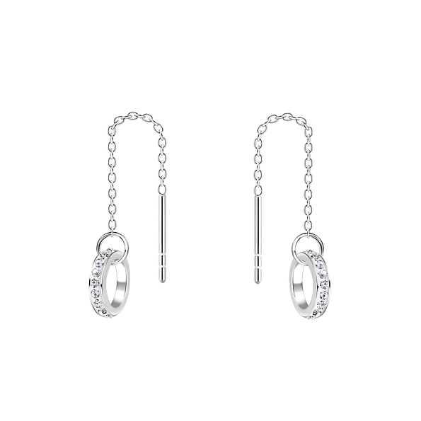 Silver Thread Through Crystal Earrings - Wholesale - 11368