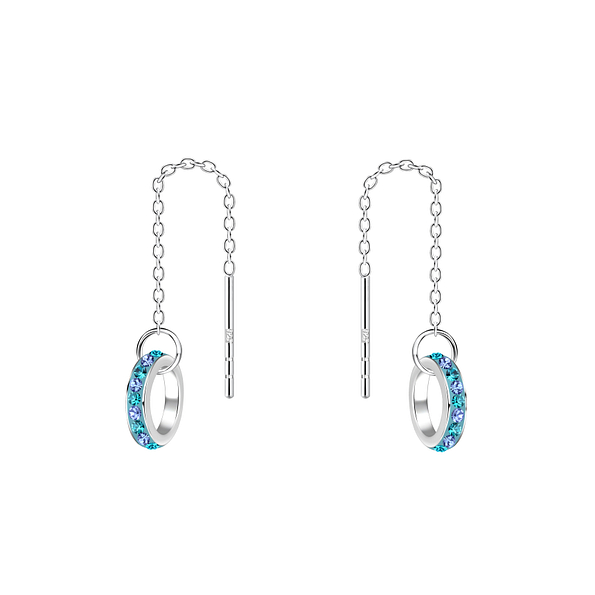 Silver Thread Through Crystal Earrings - Wholesale - 11660