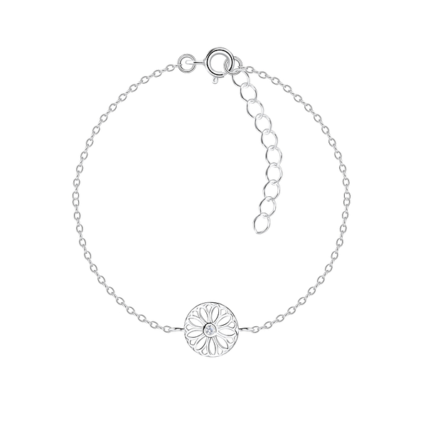 Silver Flower Bracelet - Wholesale - 12764