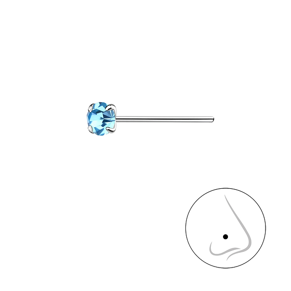 3mm Round Crystal Silver Nose Stud - Wholesale - 8830