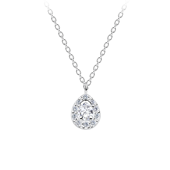 Silver Tear Drop Necklace - Wholesale - 16379