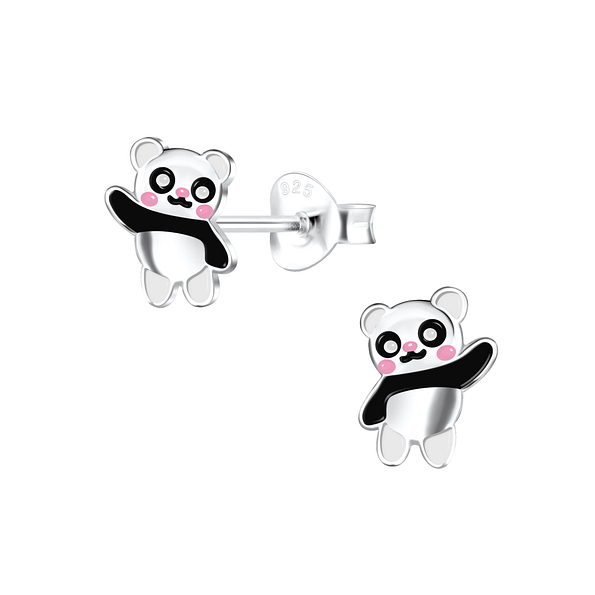 Silver Panda Stud Earrings - Wholesale - 16499 Silver Panda Stud Earrings - Wholesale - 16499