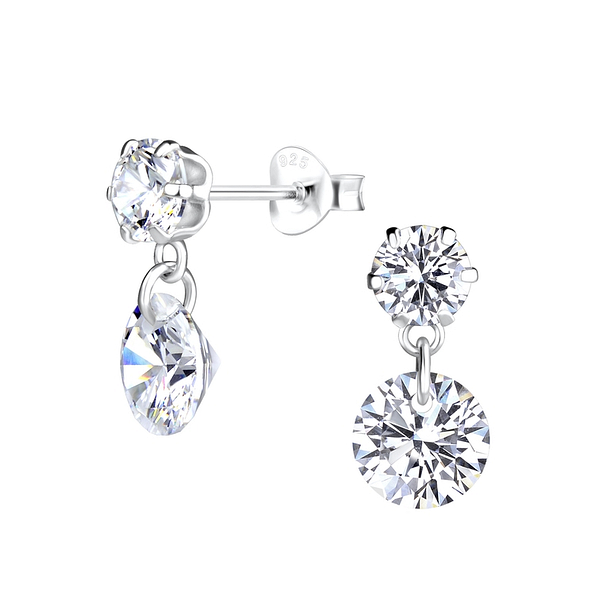 Silver Sparkling Stud Earrings - Wholesale - 16485