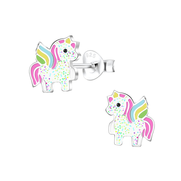 Silver Unicorn Stud Earrings - Wholesale - 16975 Silver Unicorn Stud Earrings - Wholesale - 16975