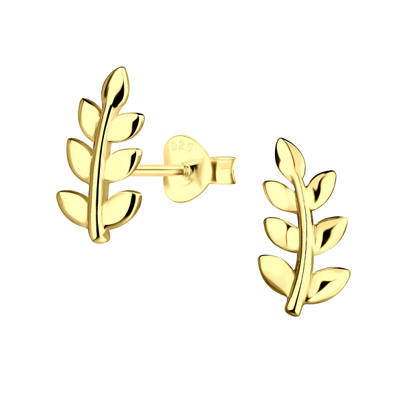 Silver Leaf Stud Earrings - Wholesale - 16974