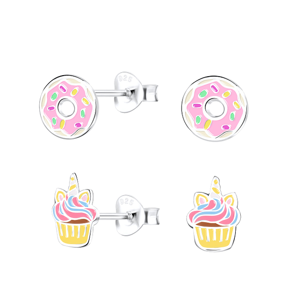 Silver Sweets Stud Earrings Set - Wholesale - 16817 Silver Sweets Stud Earrings Set - Wholesale - 16817