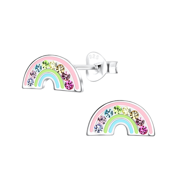 Silver Rainbow Stud Earrings - Wholesale - 17165