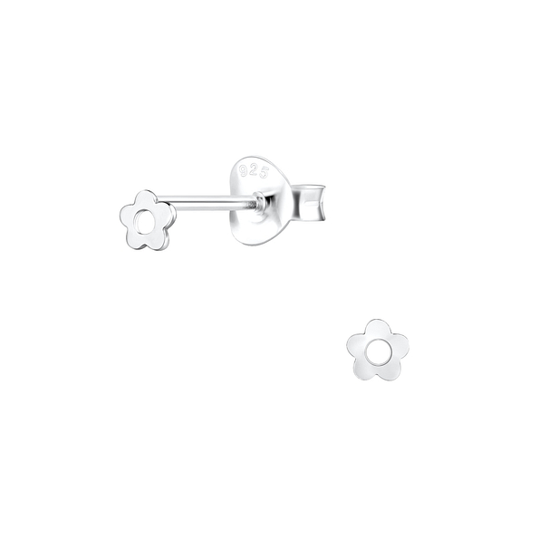 Silver Flower Stud Earrings - Wholesale - 17331