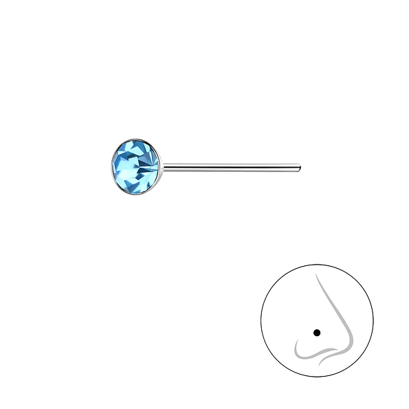 3.5mm Round Crystal Silver Nose Stud - Wholesale - 18352