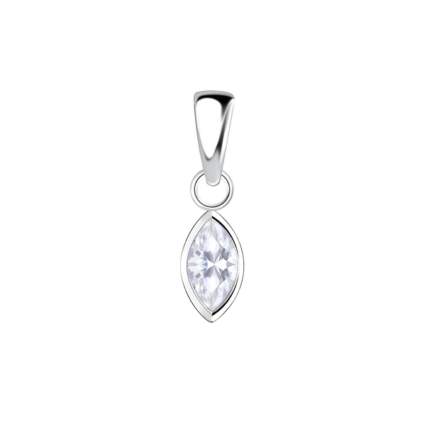 3x6mm Marquise Cubic Zirconia Silver Pendant - Wholesale - 18874
