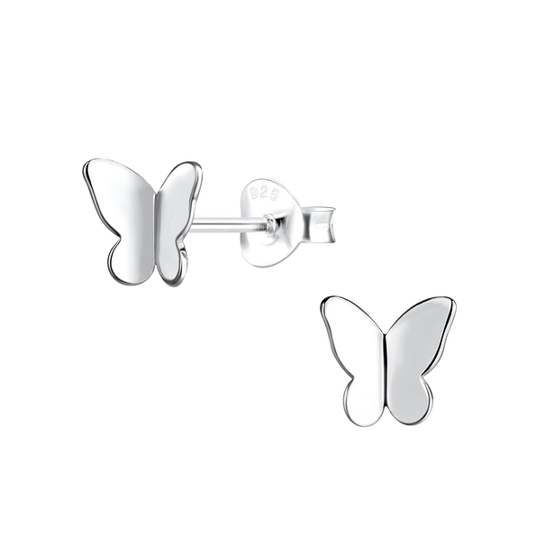 Silver Butterfly Stud Earrings - Wholesale - 19426