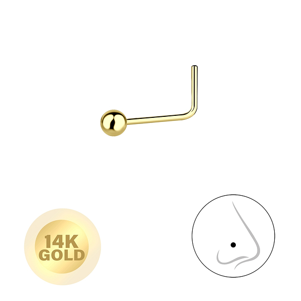 14K Solid Gold - 2mm Ball Nose Stud - Wholesale - 8656