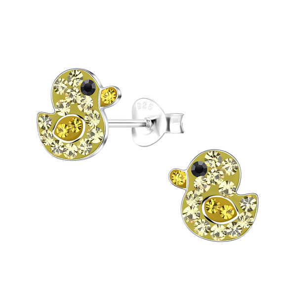 Silver Duck Stud Earrings - Wholesale - 19526