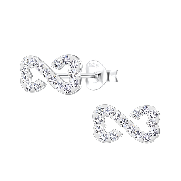 Silver Heart Infinity Stud Earrings - Wholesale - 19573