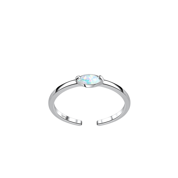 2X4mm Marquise Opal Silver Toe Ring - Wholesale - 19778 2X4mm Marquise Opal Silver Toe Ring - Wholesale - 19778