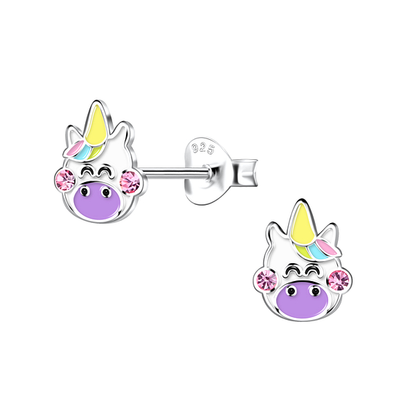 Silver Unicorn Stud Earrings - Wholesale - 20398