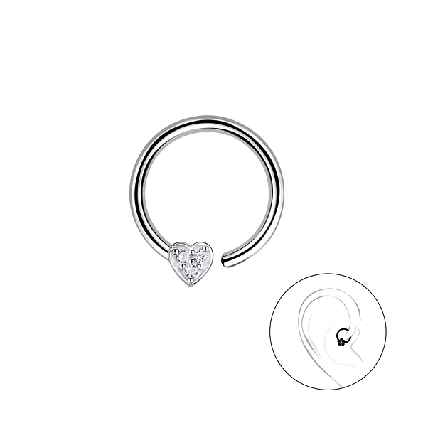 Silver Heart Helix Hoop - Wholesale - 20650