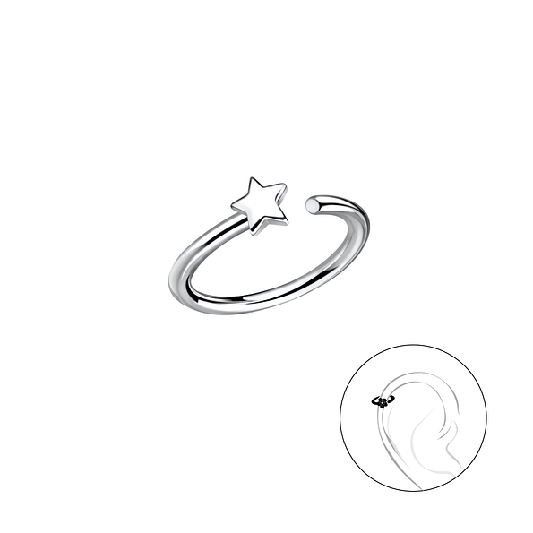 Silver Star Helix Hoop - Wholesale - 20604