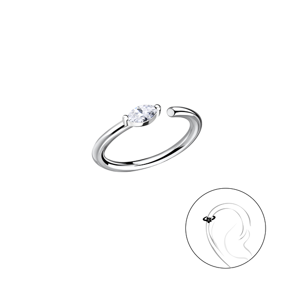 Silver Marquise Helix Hoop - Wholesale - 20636