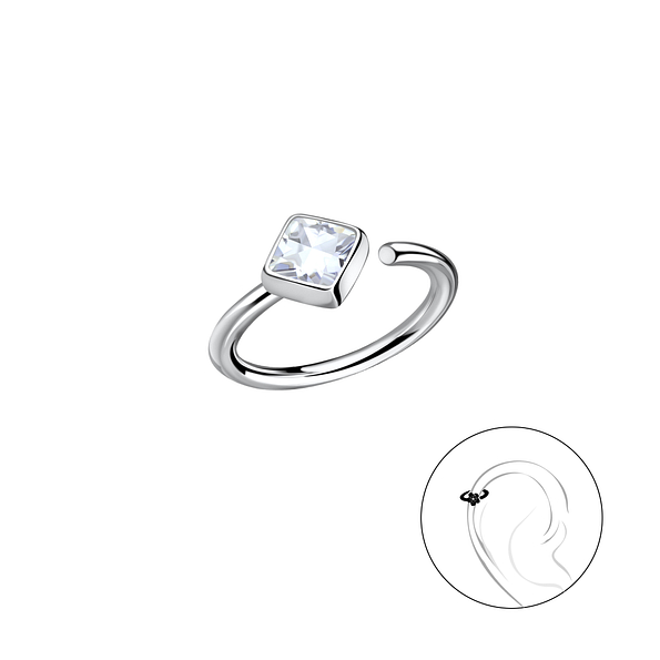 Silver Square Helix Hoop - Wholesale - 20667