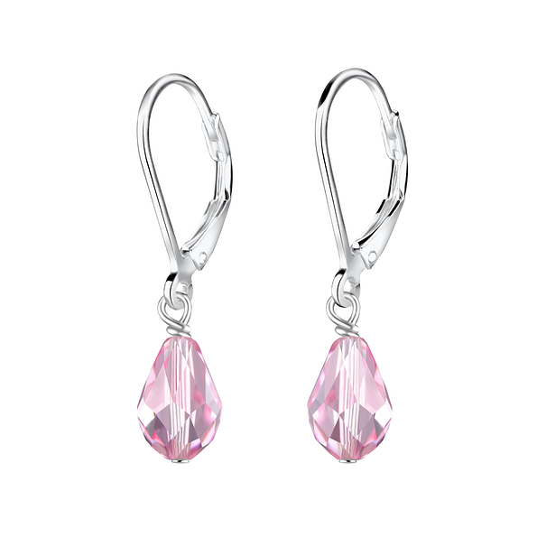 Silver Tear Drop Bead Lever Back Earrings - Wholesale - 20691