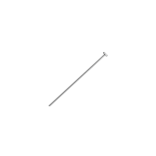 20mm Silver Pin with 1.3mm Flat Head - Pack of 10 Pieces - Wholesale - 21354