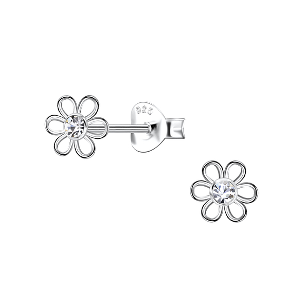 Silver Flower Stud Earrings - Wholesale - 21453