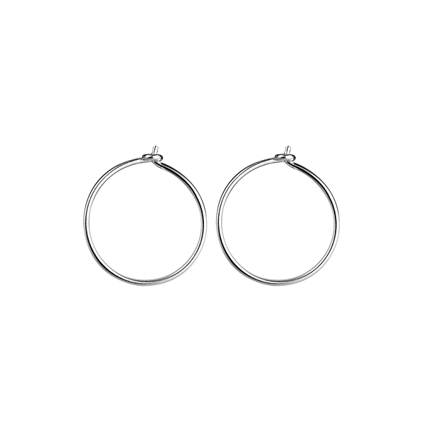 15mm Silver Wire Hoop Earrings - Pack of 5 Pairs - Wholesale - 21551