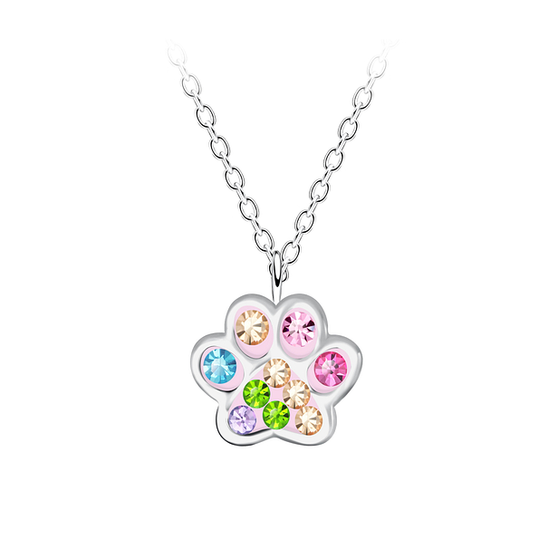 Silver Paw Print Necklace - Wholesale - 21607
