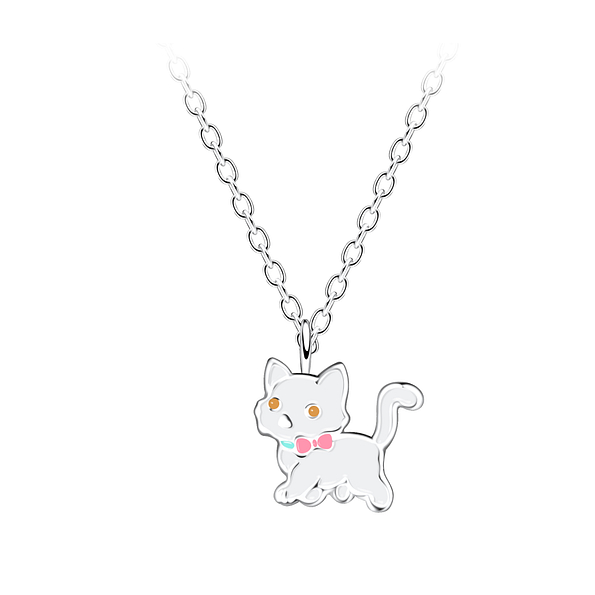 Silver Cat Necklace - Wholesale - 21603