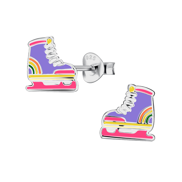 Silver Roller Blade Stud Earrings - Wholesale - 21722