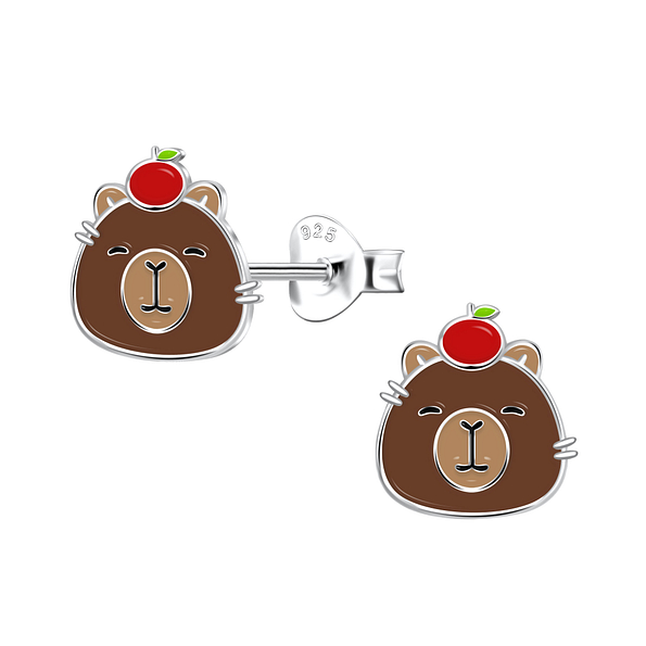 Silver Capybara Stud Earrings - Wholesale - 21685 Silver Capybara Stud Earrings - Wholesale - 21685