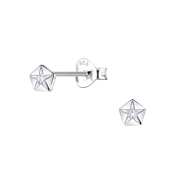 Silver Star Stud Earrings - Wholesale - 21875