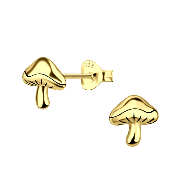 Silver Mushroom Stud Earrings - Wholesale - 21974