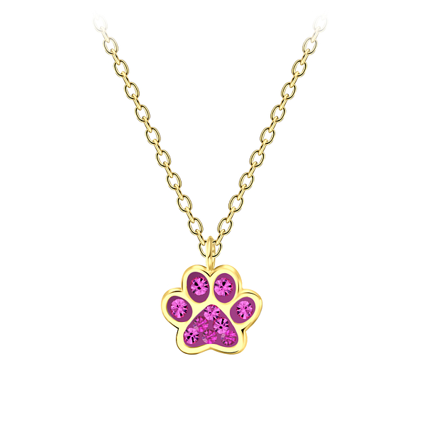 Silver Paw Print Necklace - Wholesale - 21992