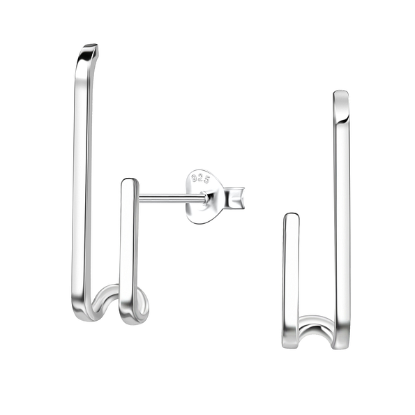 Silver Geometric Stud Earrings - Wholesale - 22172