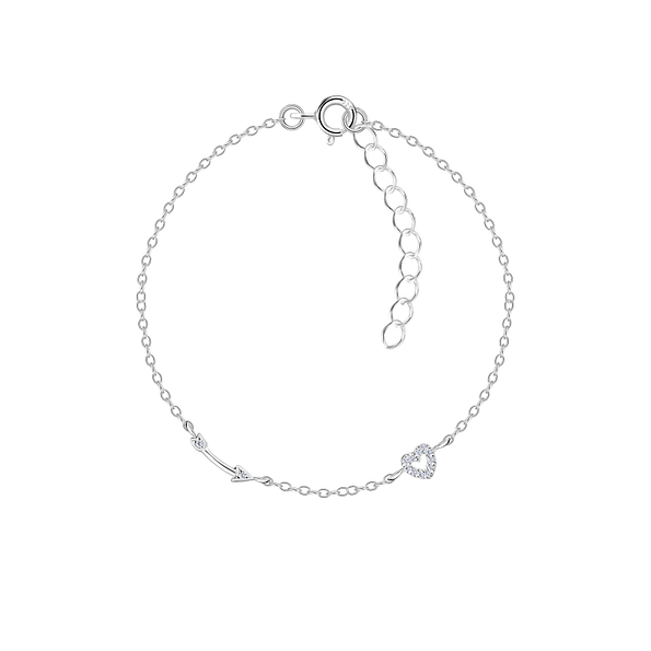 Silver Arrow and Heart Bracelet - Wholesale - 22609