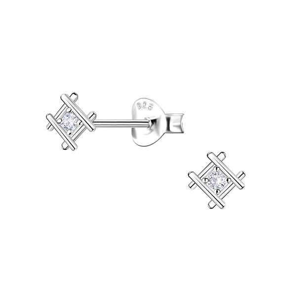 Silver Geometric Stud Earrings - Wholesale - 22679