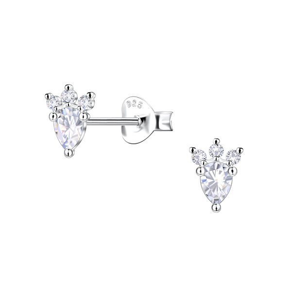 Silver Geometric Stud Earrings  - Wholesale - 22440