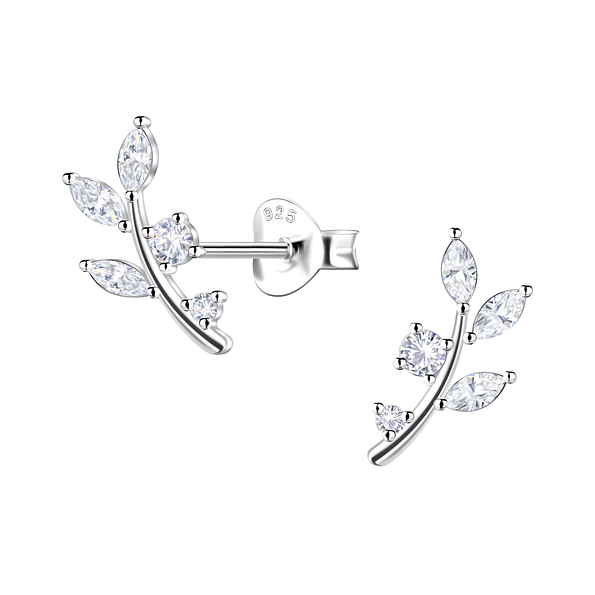 Silver Leaf Stud Earrings  - Wholesale - 22445
