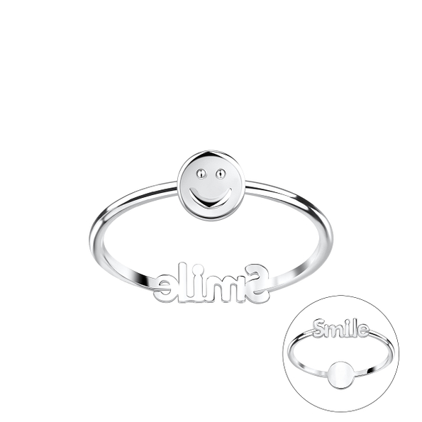 Silver Double Sided Smiley Face Ring - Wholesale - 22828