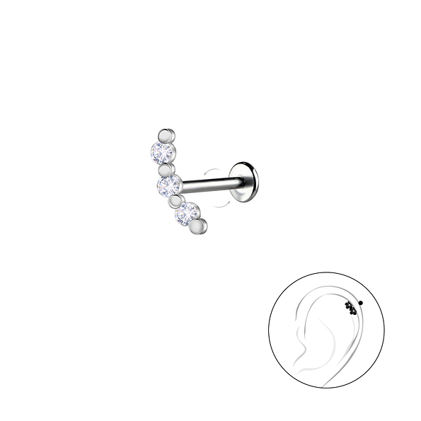Silver Geometric with Titanium Labret - Wholesale - 22745