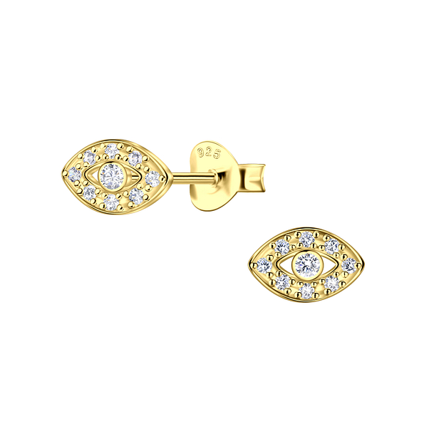 Silver Evil Eye Stud Earrings - Wholesale - 22930