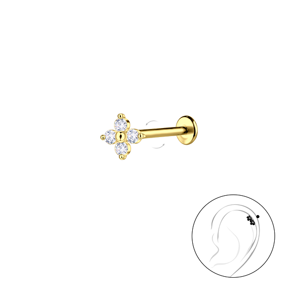 Silver Flower with Titanium Labret - Wholesale - 23012