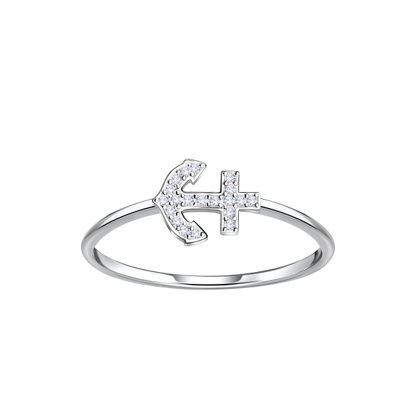 Silver Anchor Ring - Wholesale - 23019