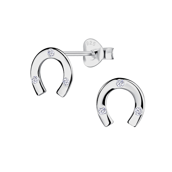 Silver Horseshoe Stud Earrings - Wholesale - 23204
