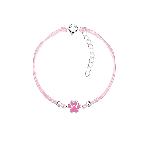 Silver Paw Print Cord Bracelet - Wholesale - 23238